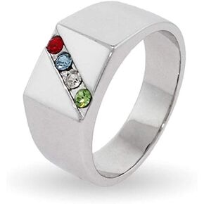 EVE'S ADDICTION Men's Birthstone Ring - 4 Stone Family Birthstone Ring