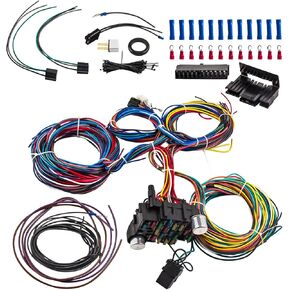 maXpeedingrods Wiring Harness kit 21 Circuit 17 Fuses kit Extra Long Universal for Chevy for Jeep for Ford for Hotrod for Chrysler Long Wires Standard Color Wiring Harness Kit