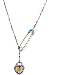 Safety Pin Necklace Silver Gold Paperclip Paper Clip Lock Lariat Necklace for Women Men Jewelry Gift