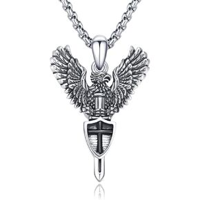 Cross Eagle Necklaces for Men 925 Sterling Silver Cross Pendant Eagle Chain Jewelry Fashion Christian Gothic Necklace Jewelry Gifts for Men and Women