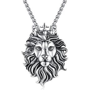 Lion Necklace,S925 Sterling Silver Lion Necklace For Men Women,Lion Head Necklaces,Lion Pendant For Men,Crown Lion Animal Necklaces,Hip Hop Lion Charm Necklace,Lion Jewelry Gifts For Men Women