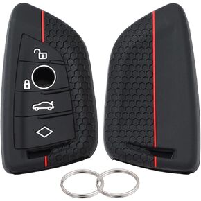 Lcyam Silicone Key Fob Cover Case 4 Buttons Fits for BMW X1 X2 X3 X5 540I 750I BMW 3 Series (Pack of 2)