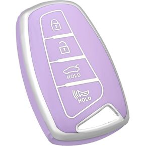 for Hyundai Key Fob Cover, Soft TPU Protection Key Fob Case Compatible with Hyundai Santa fe Genesis Equus Azera Smart Car Key Accessories (Gold Blue)