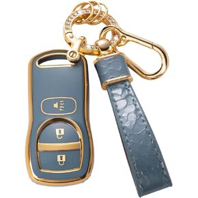 for Nissan Key Fob Cover with Keychain Lanyard, Key Case Protection Fit for Nissan Altima Armada Quest Frontier Titan Versa Xterra Pathfinder Maxima Smart Key Protector Holder, Blue