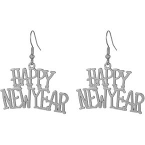 Delicate Happy New Year Letter Dangle Drop Earrings for Women 2025 New Year Winter Jewelry Gift