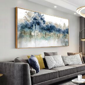 Wall Art Landscape Modern Wall Decor Canvas Painting Blue Ink Wall Art Large Artwork for Living Room Bedroom Office Home Decor 30"x60" with Framed