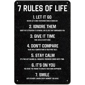 Motivational Quotes Metal aluminum Sign 7 Rules Of Life Wall Art For Men Motivational Poster Read Signs Inspirational Posters For Classroom High School Motivational Posters For Bedroom Boys Room (001)