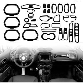 31PCS/ Set Interior Trim Kit Car Interior Accessories Decoration Trim Kit for Jeep Renegade 2015-2018 (Pink)