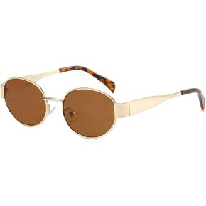 Retro Oval Sunglasses for Women Men Trendy Metal Frame Design Classic Black Shades UV400 Protection