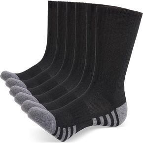 GRAPMKTG 6 Pack Crew Socks Athletic Running Socks Cushioned Hiking Boot Socks for Women Men