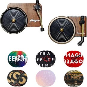 2 PCS Car Air Fresheners Vent Clips, Retro Style Record Player Car Air Fresheners Vent Clips, Rotatable Car Fragrance Diffusers Clips Include 12 Aroma Tablets for Music Lover