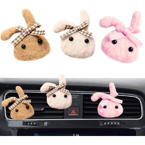 Air Vent Clips Car Accessories, Colomix Handmade Cute Car Air Fresheners, Rabbit Car Interior Decorations for Girls Women, Automotive Air Fresheners, 3 Colors