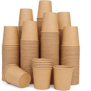 300 Pcs 6 oz Kraft Paper Cups - Disposable Paper Cups Hot Cold Beverage Drinking Cup for Coffee, Water, Tea, Juice, Espresso & Cortado