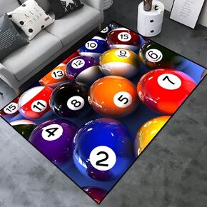 Billiards Area Rugs 3D Digital Print Billiards Sign Black Eight Ball Graphic Carpet for Sofa Mat Door Mat Kitchen Bedroom Family Play Game Non-Slip Mats Room Bedroom (Billiards-11, 100cmX160cmX1.2cm)