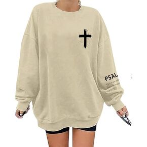Christian Oversized Sweatshirts for Women Yeshua Lord Redeemer Savior Graphic Pullover Top Casual Loose Fit Outfits