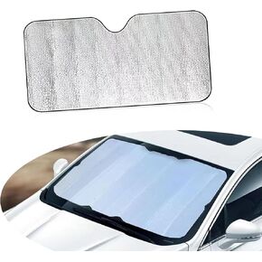 UGSHY 1 Pack Car Front Windshield Protection Cover, Durable Car Sun Shade, Universal Automobile Interior Protective Tool, for Most Cars, Trucks and Vans (Silver #55.1" x 27.5")
