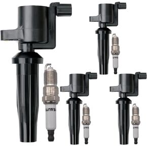 UF621 Ignition Coil Pack FD505 and Iridium Spark Plugs SP530 Set Of 4 Fit For Ford Focus,Escape,Transit Connect 2004-2012&Mazda 3,6,Tribute 2004-2006 2008&Mercury Mariner 2005-2008 2.0L 2.3L L4