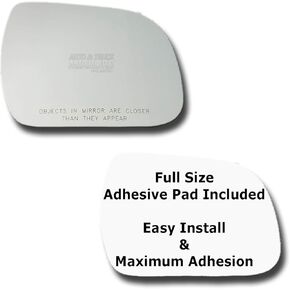 Mirror Glass + Full Size Adhesive Pad for 2011-2014 Toyota Sienna Passenger Side Replacement (2011 2012 2013 2014 11 12 13 14)