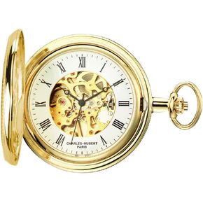 Charles-Hubert, Paris 3909-G Classic Collection Gold-Plated Hunter Case Mechanical Pocket Watch
