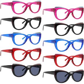 عبوة من 10 نظارات قراءة للنساء بطباعة نمطية مع مفصلات زنبركية in Kuwait