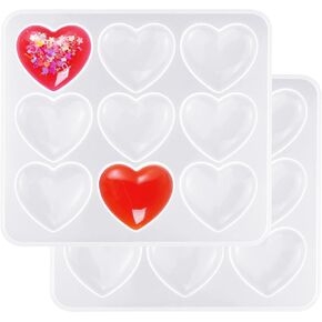 3 Pieces Heart Shape Resin Molds Heart Shape Epoxy Molds Heart Silicone Molds for Resin Heart Resin Molds for Craft Making (3)