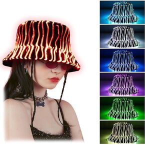 Led Bucket Hat, Rave Led Hat 7 Colors, Neon Flashing Festival Gear, Light up Hat Rave Accessory, Funny Bucket Hat