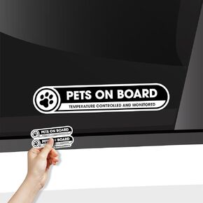 Pets On Board Small Sticker for Cars | Pets on Board Small Safety Sign | 2 Pack Self Adhesive Car Sticker | Waterproof Pet Sticker | Safety Car Sticker for Pets | Glossy Laminated Vinyl 1x5 Inches