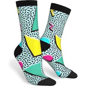80s 90s Men Women Dress Socks, Retro Casual Crazy Crew Socks Novelty for Gifts