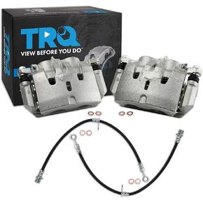 TRQ Front Brake Caliper Set Brake Hose Compatible with 2009-2015 Honda Pilot