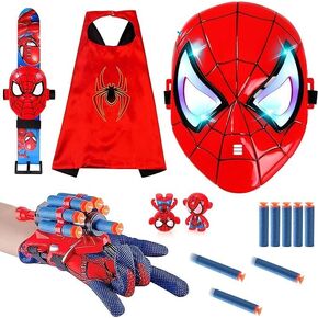 Web Shooters Game for Kids - Kids Capes and LED Mask Set - Hero Glowing Mask - Reproducing Movie Scenes, Cosplay Costume for Boys and Girls 3-6 Halloween Christmas Gifts