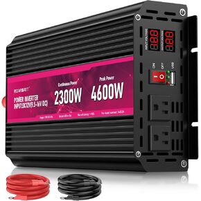 3000W Power Inverter,12V DC to AC 110V120V Peak Power 6000W with 2AC Outlets and 2.4USB Port,LCD Display Car Inverter for Outdoor Activities,Emergency