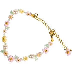 Handmade Beaded Daisy Bracelet, Flower Cute Summer Beach Trending, for Teen Girls Women Girlfriend Wedding Bride