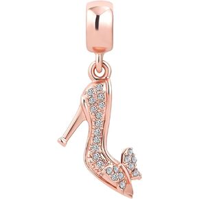 High-heel Dangle Charm Compatible with Pandora Charms Bracelets Necklaces Pendants Red White Clear Party Sexy Outfit gift bead for Women Girlfriend Christmas Family Daughter Sister