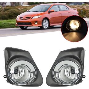 munirater 2-Pack Fog Light Front Bumper Driving Fog Lamps Assembly + Switch + Wiring Kit Replacement for 2011-2013 Corolla