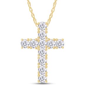 SAVEARTH DIAMONDS 1 Carat Round Cut Lab Created Moissanite Diamond Cross Pendant Necklace In 14k Gold Over 925 Sterling Silver Jewelry Along With 18" Chain (VVS1 Clarity, 1.00 Cttw) in Saudi Arabia