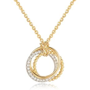14K Gold Plated Cubic Zirconia Triple Interlocking Infinity Circle CZ Pendant Necklace for Women | Two-Toned Dainty Necklaces | Detachable DIY Necklace