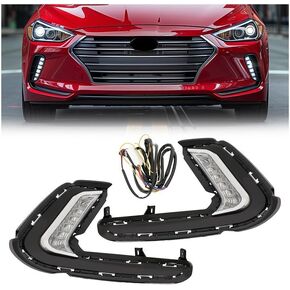HECASA Pair LED Fog Lights Compatible with 2016 2017 2018 Hyundai Elantra Sixth Generation Replacement for 92207F2100 92208F2100 Front Bumper LED Fog Lamp LH& RH Clear Lens