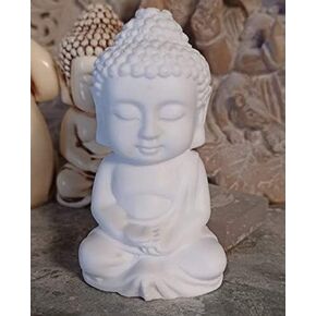 RK Collections 2" Mini Buddha Statue | Idol | Decorative Figurine in Pristine White Finish in Meditation Pose. Small Serene Statue.