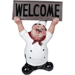 Resin Chef Figures Model Decorative Ornaments Kitchen Decor,Cook Statue Café Bar Shop Welcome Board