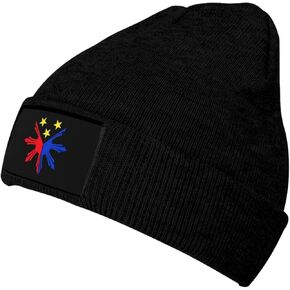 ASYG Cute Philippines Flag Winter Beanie Hats for Men Women Soft Warm Filipino Skull Knit Hat Ski Cap Black