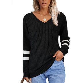 MixShe Sweaters for Women Fashion Sweatshirts Casual V Neck Long Sleeve Shirts Fall Tops Trendy Clothes