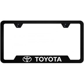 Au-TOMOTIVE GOLD, INC. Officially Licensed UV Print Logo on Black Polycarbonate Notched License Plate Frame for Toyota