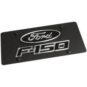 Compatible with Ford F-150 Black Carbon Steel License Plate