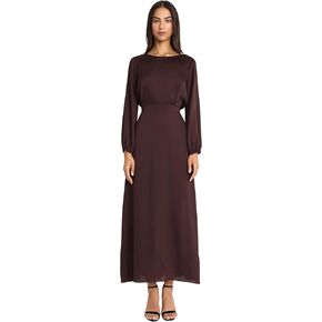 Donna Morgan Women's Elegant Long Sleeve Mixi Open Back with Tie Knot Detail-Versatile Wedding Guest Dresses