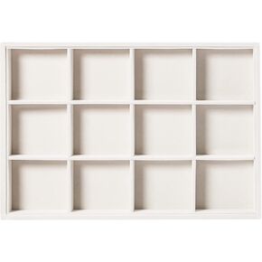 12 Grid Jewelry Bracelet Organizer Tray,Beige Velvet Jewelry Display Storage Stand for Selling.