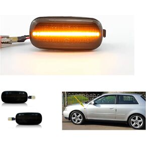 2x Sequential Dynamic Flowing SMD Smoke Amber Led Side Marker Turn Signal Light Compatible with Audi A3 S3 8P A4 RS4 S4 B8 B7 B6 A6 S6 RS6 C5 C7