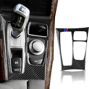 Pacify Carbon Fiber Gear Sticker Cover, Center Control Gear Shift Knob Panel Trim Cover Decoration for BMW X5 X6 E70 E71 2007-2009 Accessories（Left Drive）