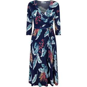 Women's Sleeve Faux Wrap Midi Dress Wedding Guest Party Bridal Baby Shower Maternity Nursing