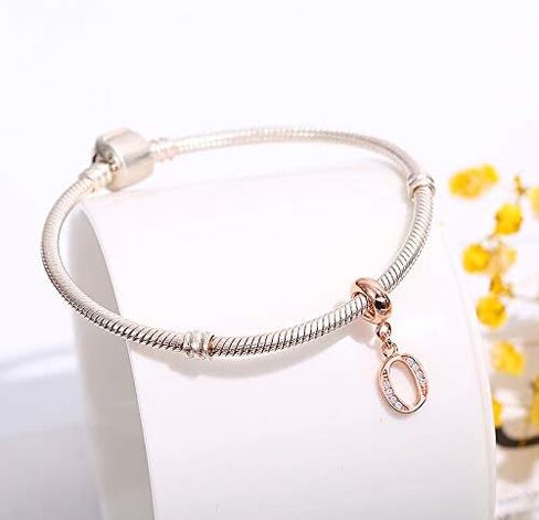Initial A-Z Letter Charms Rose Gold Sterling Silver Beads fits Pandora Bracelet (Letter Z) in Kuwait