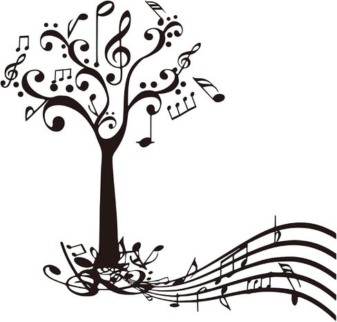 Music Tree with Notes and Musical Key Note Paper Lovers Music Teen Wall Stickers Lovers Home Decoration Music Studio Wall Art Murals Musical Decor Black 18 X 15 in in Saudi Arabia